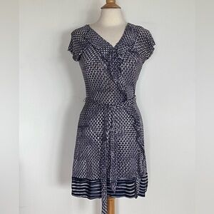 Banana Republic Navy and White Midi Dress